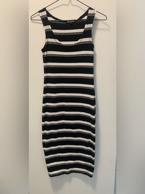 Black & White Striped Midi Dress